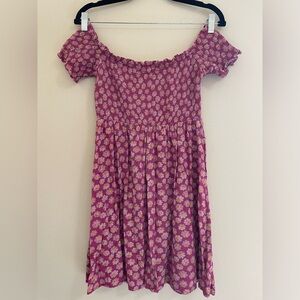 Rewind Off the Shoulder Smocked Mini Floral Dress - S‎